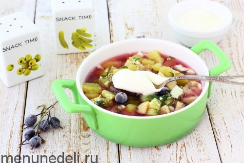 Рецепт черносмородиновой окрошки | Меню недели