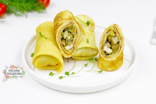 Блины с курицей и грибами: рецепт с видео и фото пошагово | Меню недели